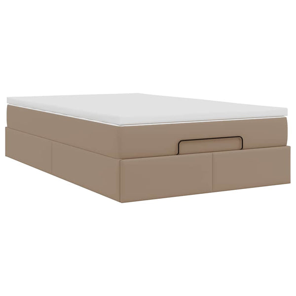 vidaXL Ottoman Bed with Mattress Cappuccino Brown 120x190cm Faux Leather