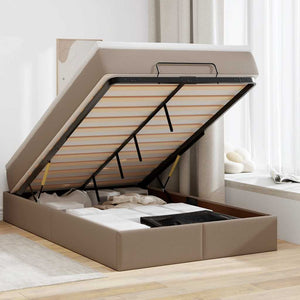 vidaXL Ottoman Bed with Mattress Cappuccino Brown 120x190cm Faux Leather