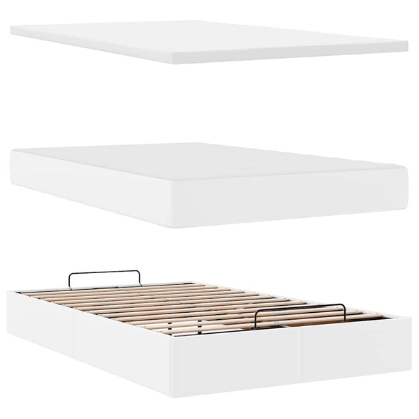 vidaXL Ottoman Bed with Mattress White 120x200 cm Faux Leather