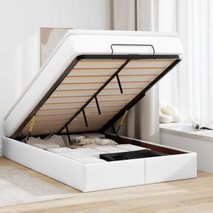 vidaXL Ottoman Bed with Mattress White 120x200 cm Faux Leather
