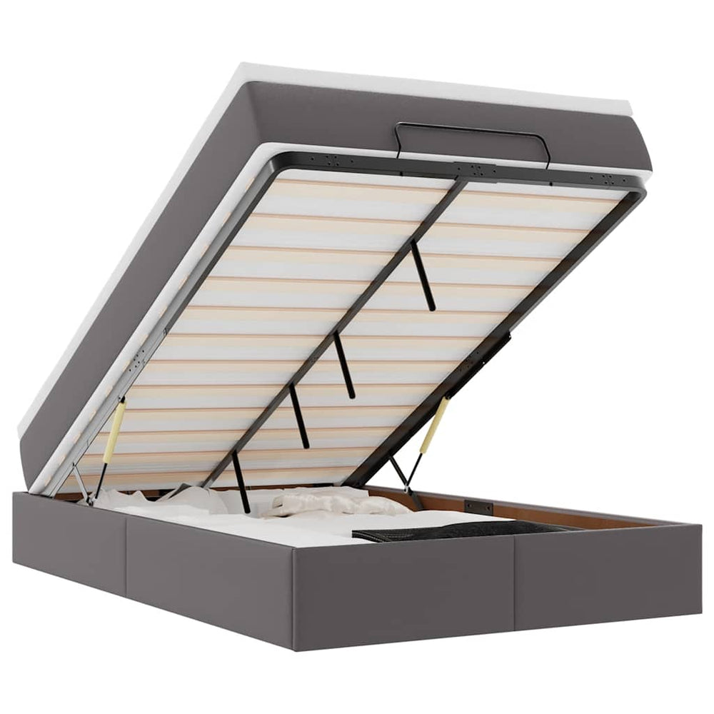 vidaXL Ottoman Bed with Mattress Grey 120x200 cm Artificial Leather
