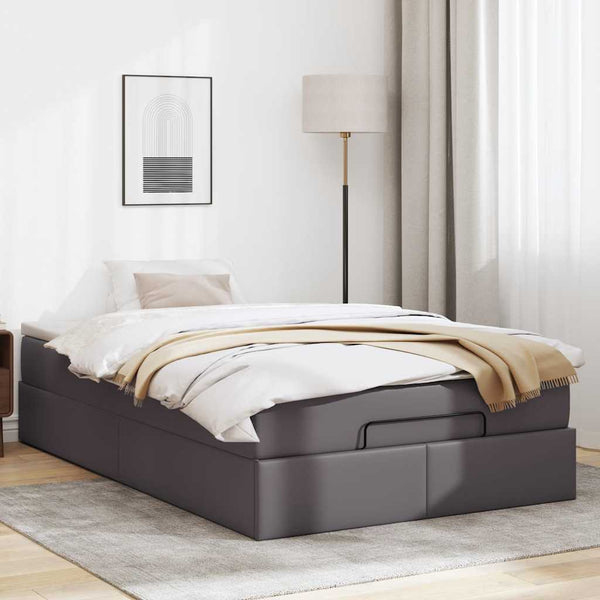 vidaXL Ottoman Bed with Mattress Grey 120x200 cm Artificial Leather