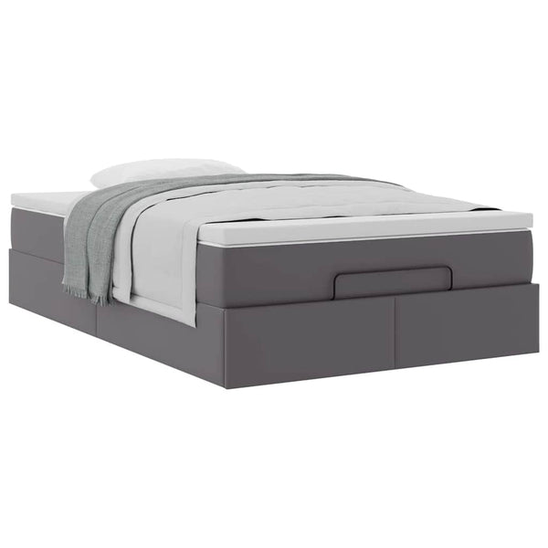 vidaXL Ottoman Bed with Mattress Grey 120x200 cm Artificial Leather