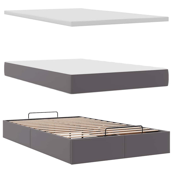 vidaXL Ottoman Bed with Mattress Grey 120x200 cm Artificial Leather