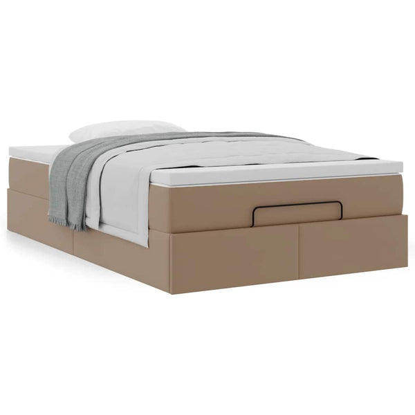 vidaXL Ottoman Bed with Mattress Cappuccino Brown 120x200cm Faux Leather