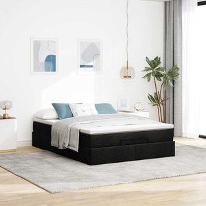 vidaXL Ottoman Bed with Mattress Black 140x190 cm Faux Leather