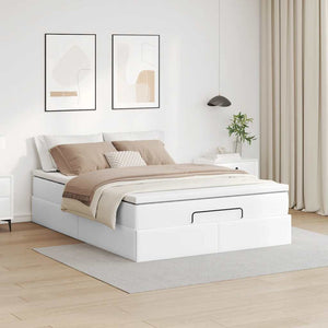 vidaXL Ottoman Bed with Mattress White 140x190 cm Faux Leather