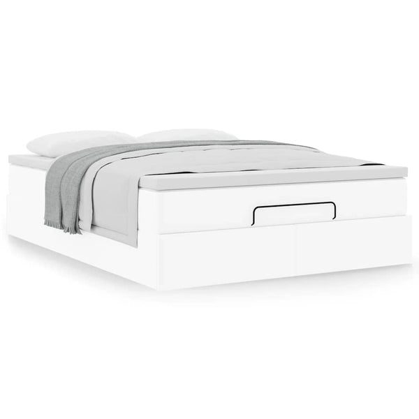 vidaXL Ottoman Bed with Mattress White 140x190 cm Faux Leather