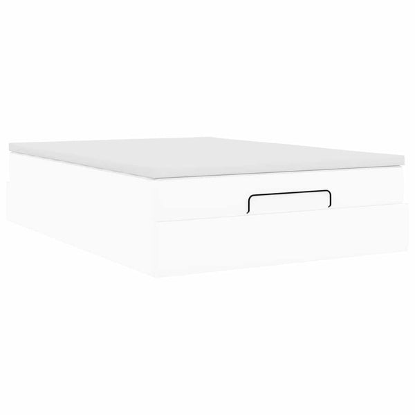 vidaXL Ottoman Bed with Mattress White 140x190 cm Faux Leather