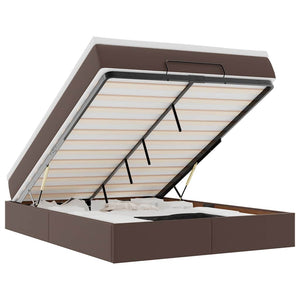 vidaXL Ottoman Bed with Mattress Brown 140x190 cm Faux Leather