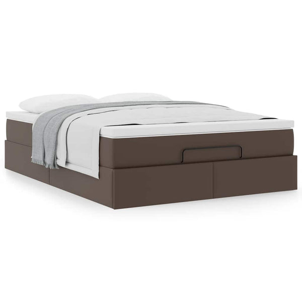 vidaXL Ottoman Bed with Mattress Brown 140x190 cm Faux Leather
