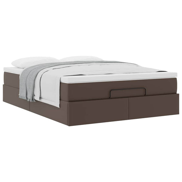 vidaXL Ottoman Bed with Mattress Brown 140x190 cm Faux Leather