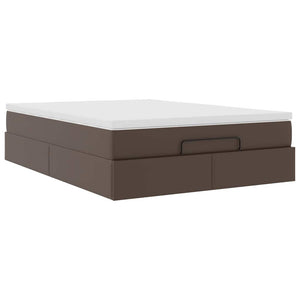 vidaXL Ottoman Bed with Mattress Brown 140x190 cm Faux Leather