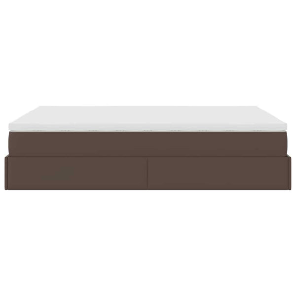 vidaXL Ottoman Bed with Mattress Brown 140x190 cm Faux Leather