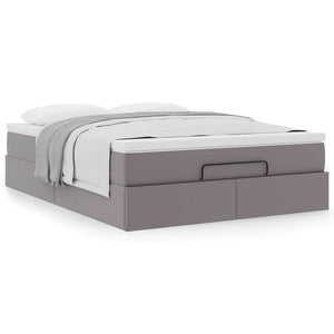 vidaXL Ottoman Bed with Mattress Grey 140x190 cm Faux Leather