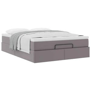 vidaXL Ottoman Bed with Mattress Grey 140x190 cm Faux Leather