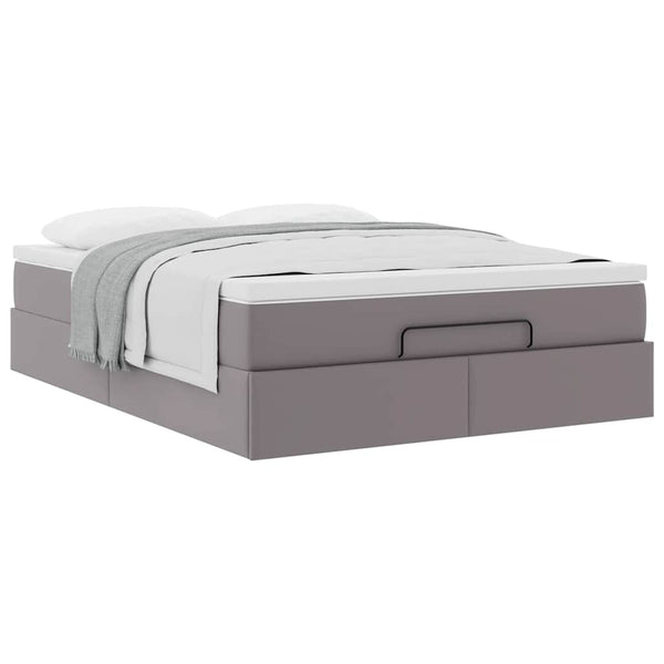 vidaXL Ottoman Bed with Mattress Grey 140x190 cm Faux Leather