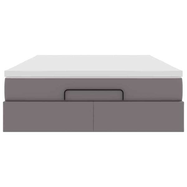 vidaXL Ottoman Bed with Mattress Grey 140x190 cm Faux Leather