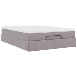 vidaXL Ottoman Bed with Mattress Grey 140x190 cm Faux Leather