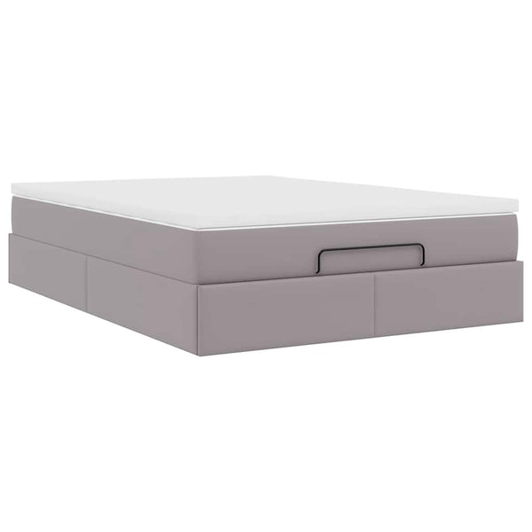 vidaXL Ottoman Bed with Mattress Grey 140x190 cm Faux Leather