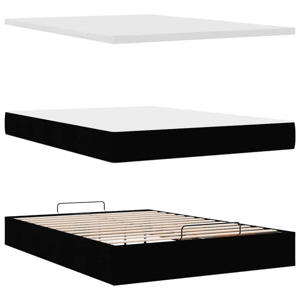 vidaXL Ottoman Bed with Mattress Black 140x200 cm Faux Leather