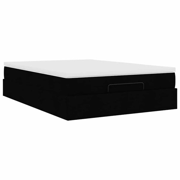 vidaXL Ottoman Bed with Mattress Black 140x200 cm Faux Leather