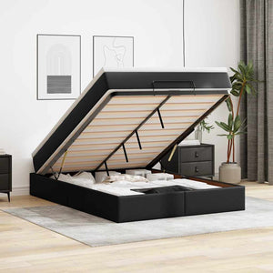 vidaXL Ottoman Bed with Mattress Black 140x200 cm Faux Leather