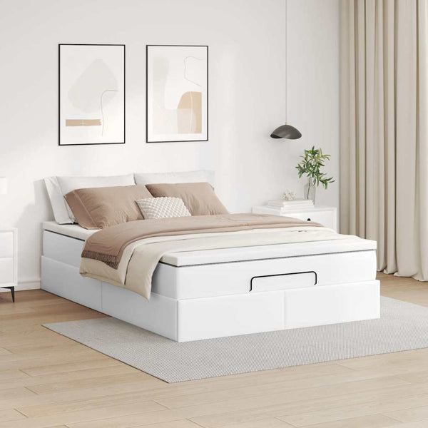 vidaXL Ottoman Bed with Mattress White 140x200 cm Faux Leather