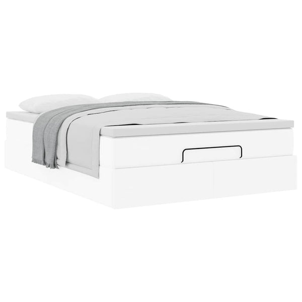 vidaXL Ottoman Bed with Mattress White 140x200 cm Faux Leather