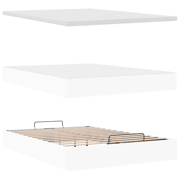 vidaXL Ottoman Bed with Mattress White 140x200 cm Faux Leather