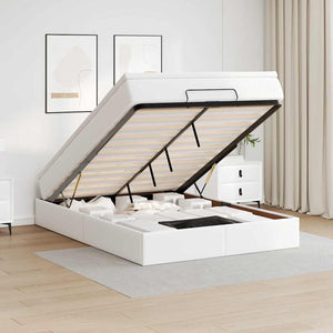 vidaXL Ottoman Bed with Mattress White 140x200 cm Faux Leather