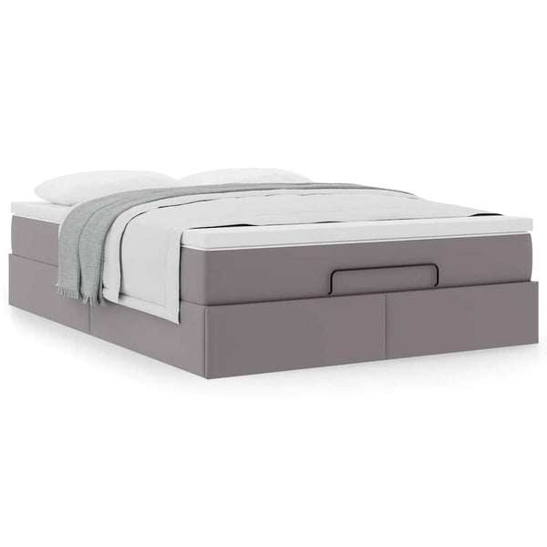 vidaXL Ottoman Bed with Mattress Grey 140x200 cm Faux Leather