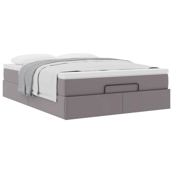 vidaXL Ottoman Bed with Mattress Grey 140x200 cm Faux Leather