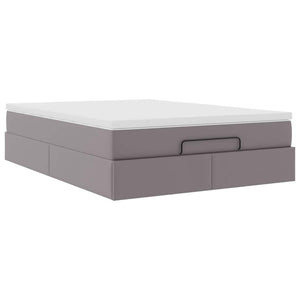 vidaXL Ottoman Bed with Mattress Grey 140x200 cm Faux Leather