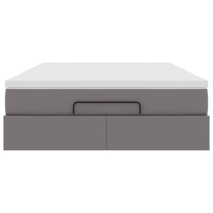 vidaXL Ottoman Bed with Mattress Grey 140x200 cm Faux Leather