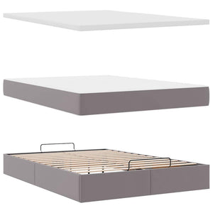 vidaXL Ottoman Bed with Mattress Grey 140x200 cm Faux Leather