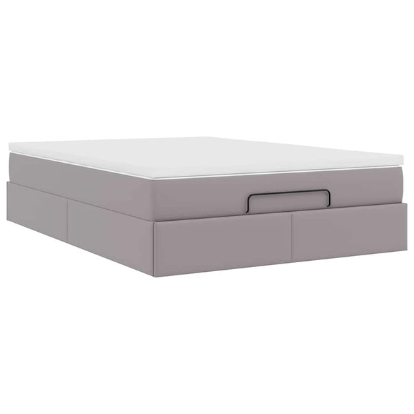 vidaXL Ottoman Bed with Mattress Grey 140x200 cm Faux Leather