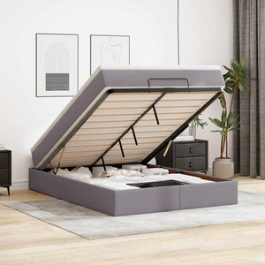 vidaXL Ottoman Bed with Mattress Grey 140x200 cm Faux Leather