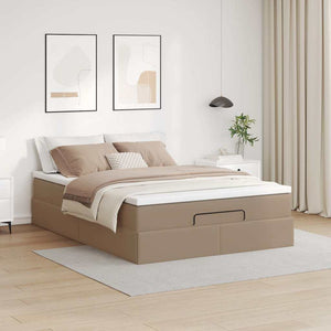 vidaXL Ottoman Bed with Mattress Cappuccino Brown 140x200cm Faux Leather