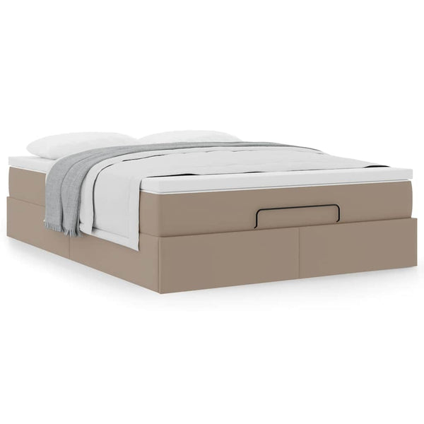 vidaXL Ottoman Bed with Mattress Cappuccino Brown 140x200cm Faux Leather