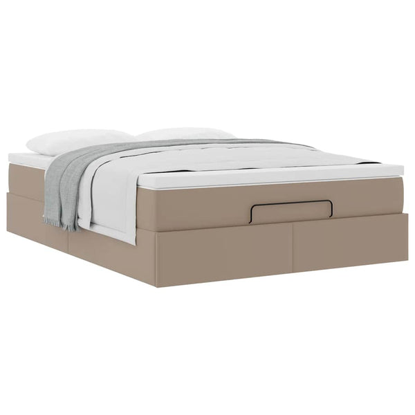 vidaXL Ottoman Bed with Mattress Cappuccino Brown 140x200cm Faux Leather