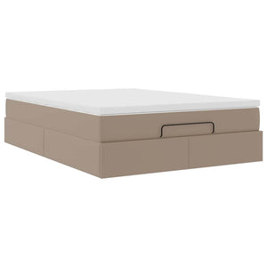 vidaXL Ottoman Bed with Mattress Cappuccino Brown 140x200cm Faux Leather