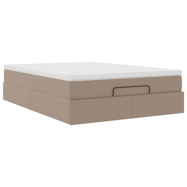 vidaXL Ottoman Bed with Mattress Cappuccino Brown 140x200cm Faux Leather