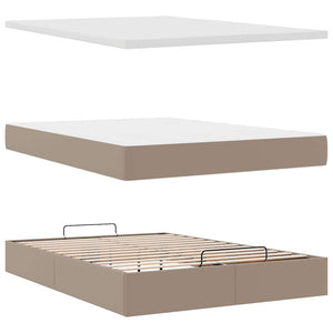 vidaXL Ottoman Bed with Mattress Cappuccino Brown 140x200cm Faux Leather