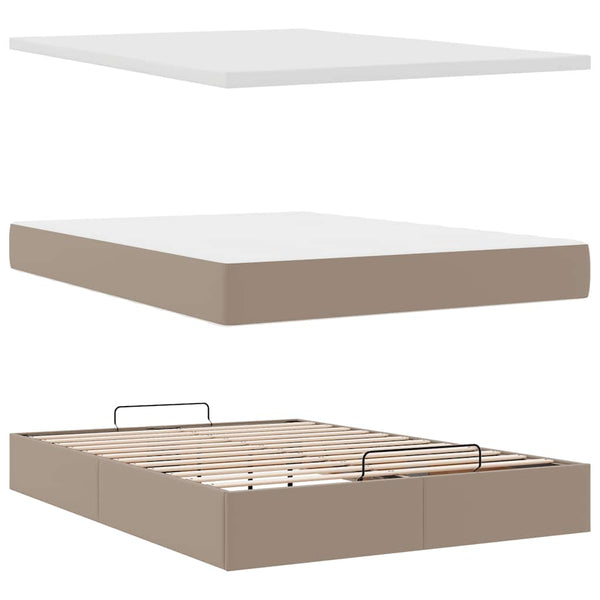 vidaXL Ottoman Bed with Mattress Cappuccino Brown 140x200cm Faux Leather