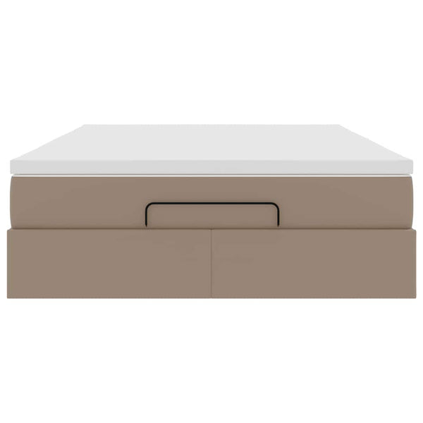 vidaXL Ottoman Bed with Mattress Cappuccino Brown 140x200cm Faux Leather