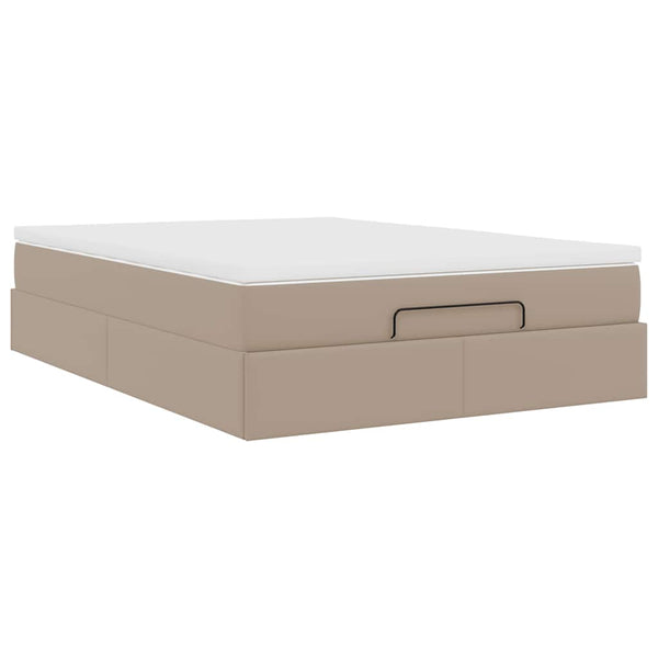 vidaXL Ottoman Bed with Mattress Cappuccino Brown 140x200cm Faux Leather