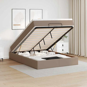 vidaXL Ottoman Bed with Mattress Cappuccino Brown 140x200cm Faux Leather