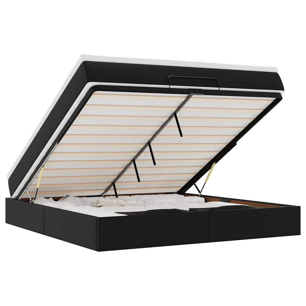 vidaXL Ottoman Bed with Mattress Black 160x200 cm Faux Leather