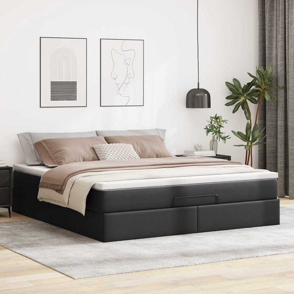 vidaXL Ottoman Bed with Mattress Black 160x200 cm Faux Leather